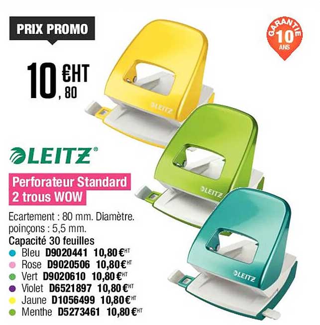 perforateur standard 2 trous wow leitz