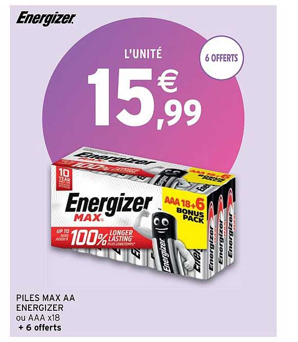 piles max aa energizer ou aaa x18