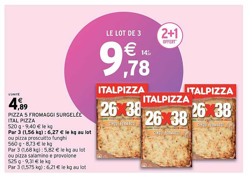 pizza 5 fromaggi surgelée ital pizza
