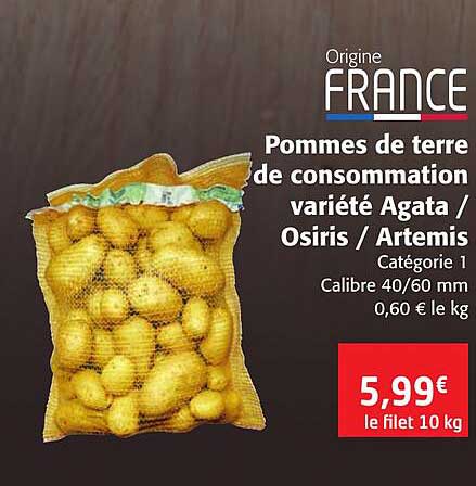 pommes de terre de consommation variété agata-osiris-artemis