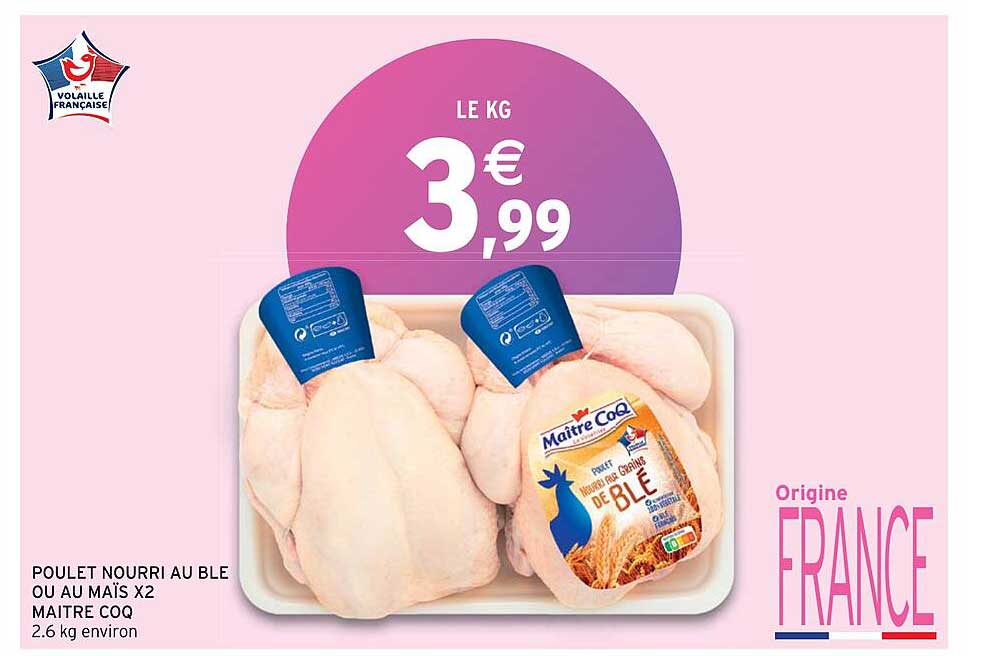 poulet nourri au blé ou au maïs x2 maître coq
