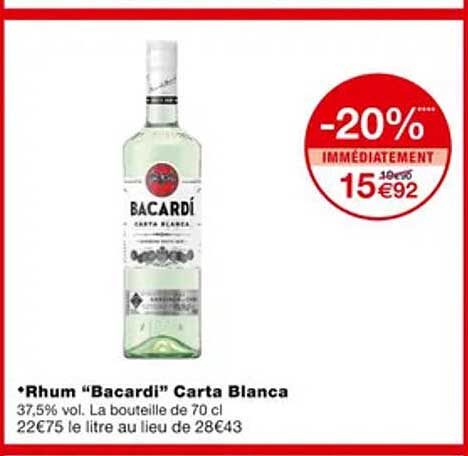rhum "bacardi" carta blanca