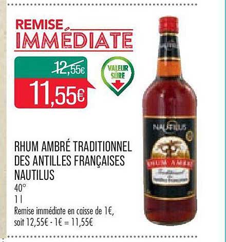 rhum ambré traditionnel des antilles françaises nautilus