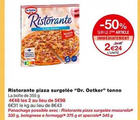 ristorante pizza surgelée "dr. oetker" tonno