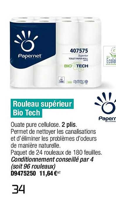 rouleau supérieur bio tech papernet
