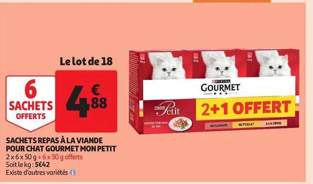 sachets repas à la viande pour chat gourmet mon petit