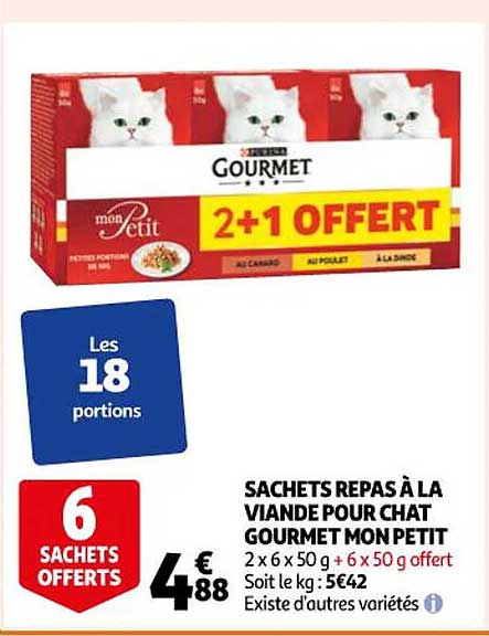 sachets repas à la viande pour chat gourmet mon petit
