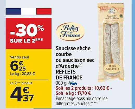 saucisse sèche courbe ou saucisson sec d'ardèche reflets de france