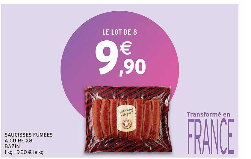 saucisses fumées à cuire x8 bazin