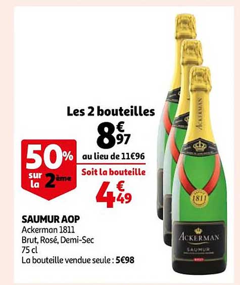 saumur aop ackerman 1811 brut, rosé, demi-sec