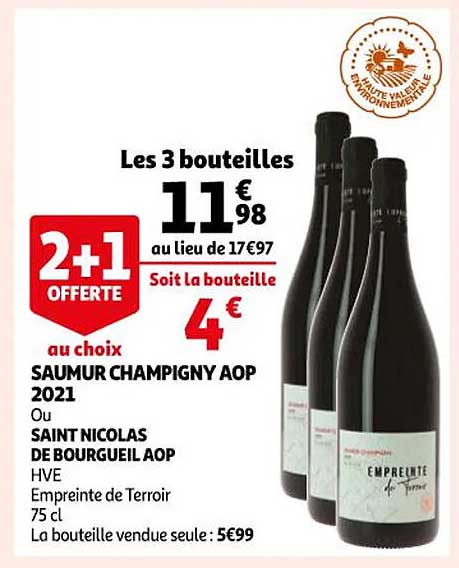 saumur champigny aop 2021 ou saint nicolas de bourgueil aop hve empreinte de terroir