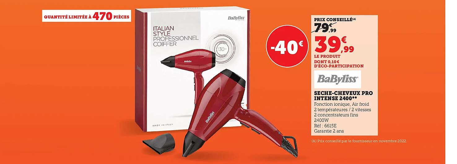 sèche-cheveux pro intense 2400 baByliss