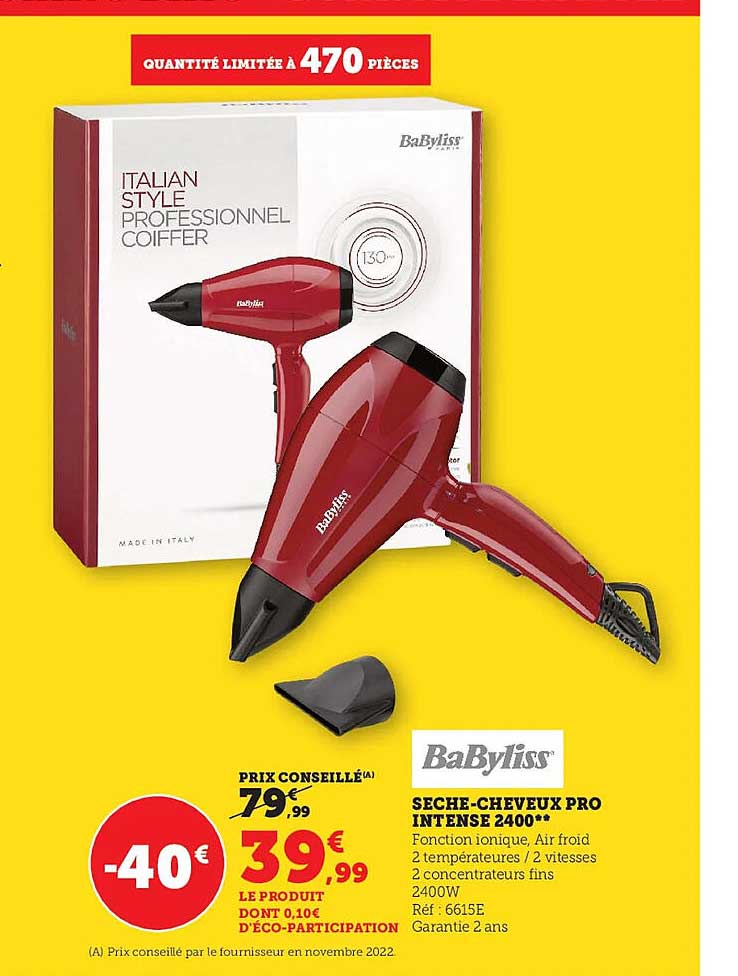 sèche-cheveux pro intense 2400 baByliss