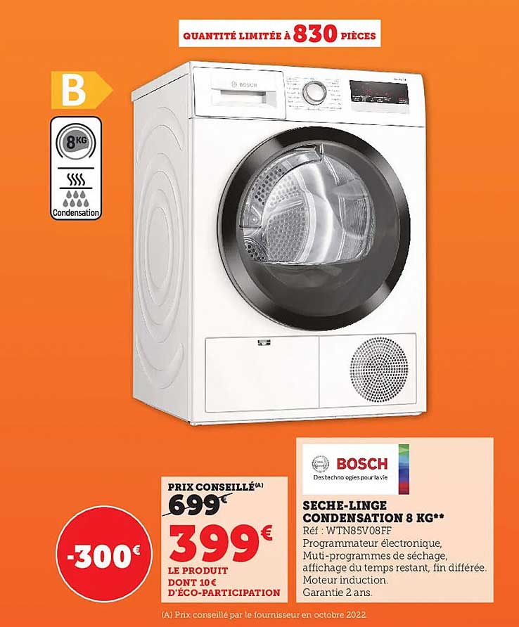 sèche-linge condensation 8 kg bosch