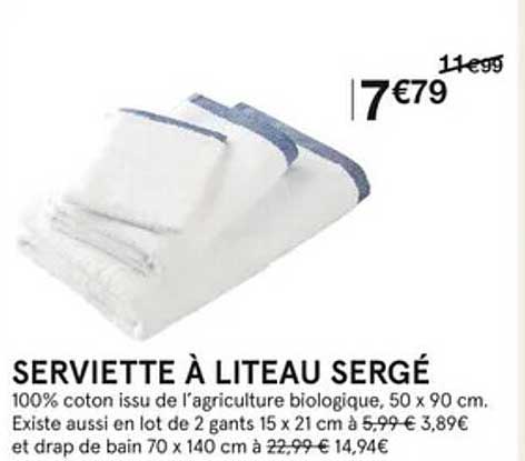 serviette à liteau sergé