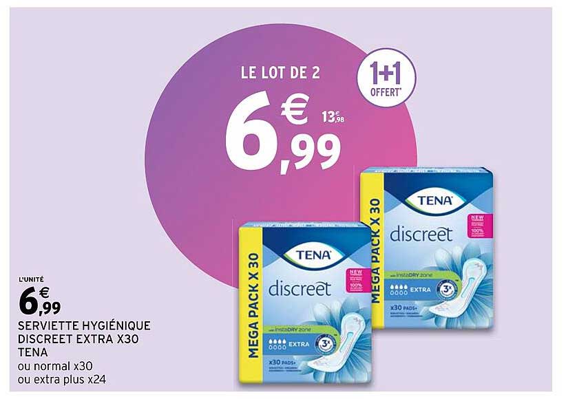 serviette hygiénique discreet extra x30 tena