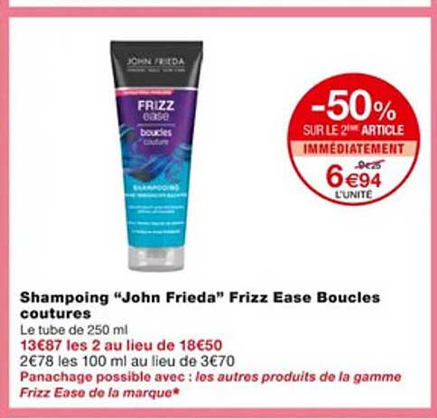 shampoing "john frieda" frizz ease boucles coutures