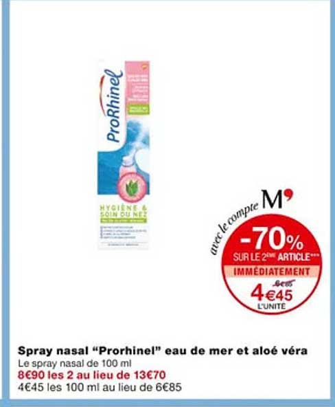 spray nasal "prorhinel" eau de mer et aloé véra