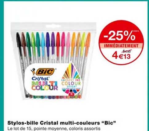 stylos-bille cristal multi-couleurs "bic"