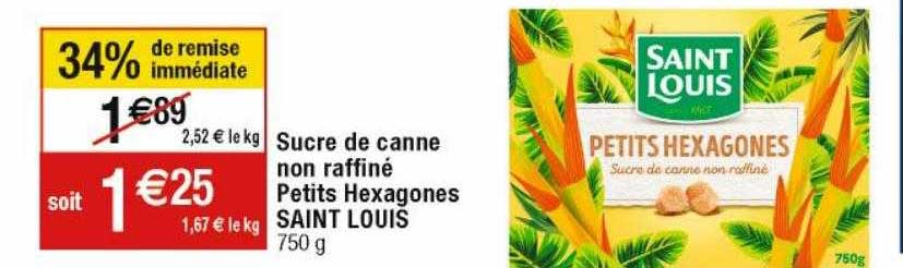 sucre de canne non raffiné petits hexagones saint louis