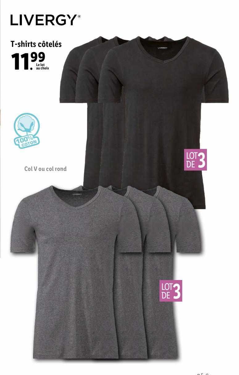 t-shirts côtelés livergy