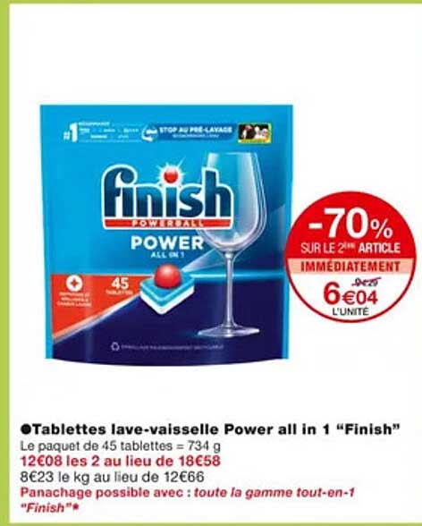 tablettes lave-vaisselle power all in 1 "finish"