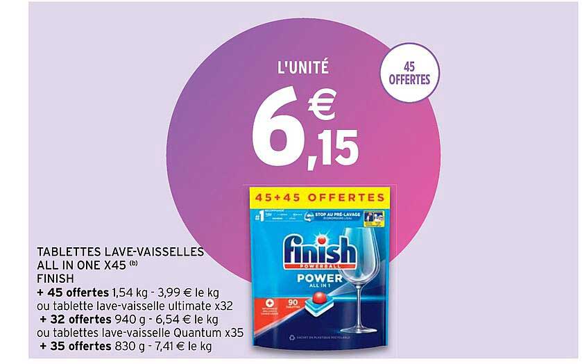 tablettes lave-vaisselles all in one x45 finish