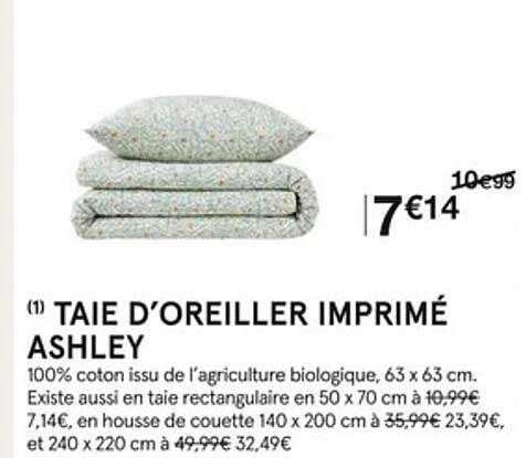 taie d'oreiller imprimé ashley