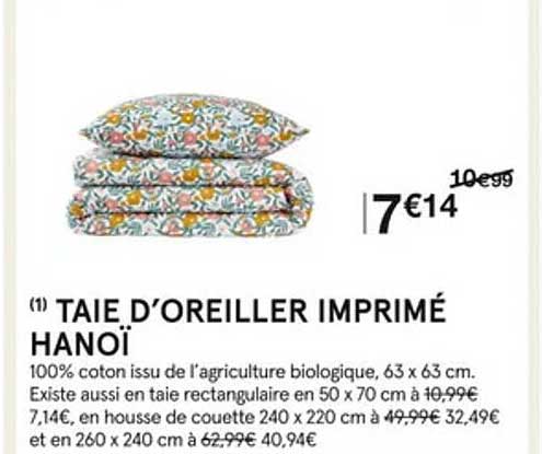 taie d'oreiller imprimé hanoï