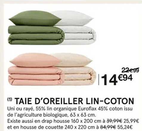 taie d'oreiller lin-coton