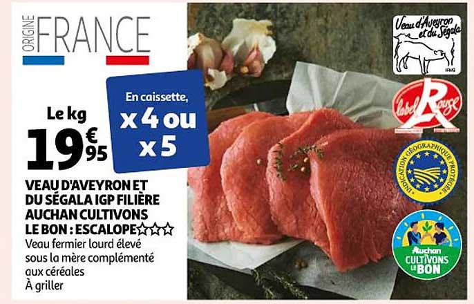 veau d'aveyron et du ségala igp filière auchan cultivons le bon : escalope***
