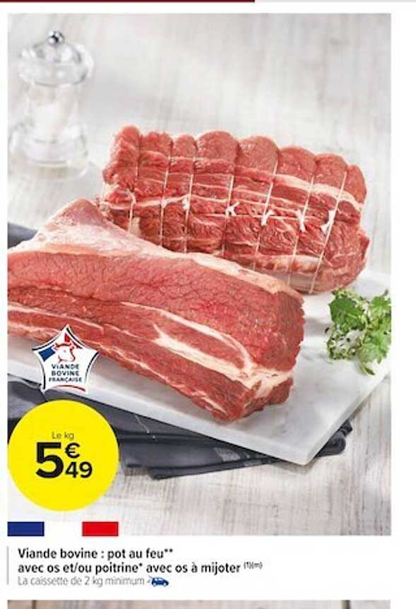 viande bovine : pot au feu avec os et-ou poitrine avec os à mijoter