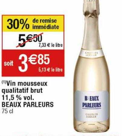 vin mousseux qualitatif brut 11,5% vol. beaux parleurs