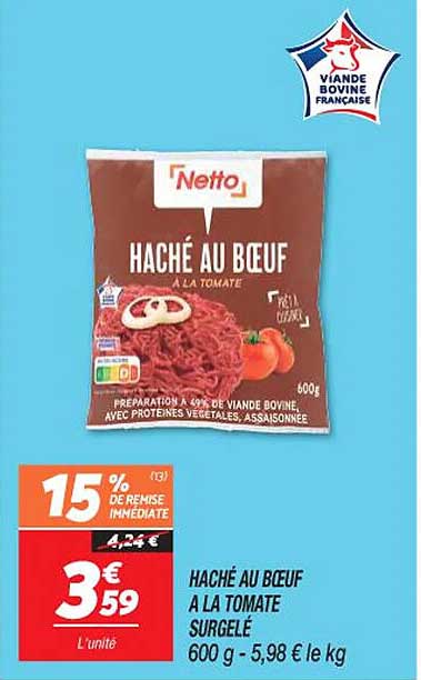 Haché Au Bœuf à La Tomate Surgelé