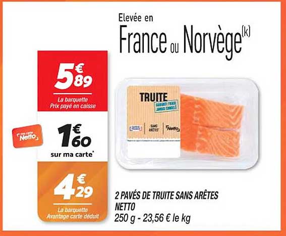 2 pavés de truite sans arêtes netto