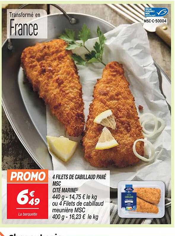4 filets de cabillaud pané msc cité marine