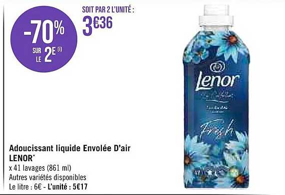 adoucissant liquide envolée d'air lenor
