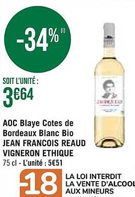 aoc blaye cotes de bordeaux blanc bio jean françois reaud vigneron ethique