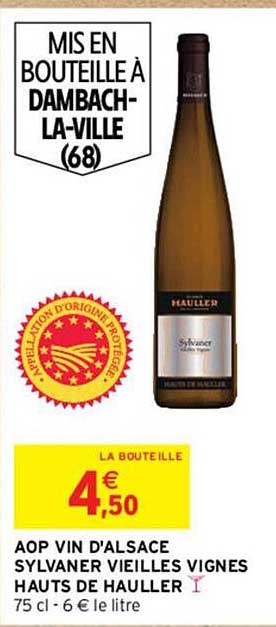 aop vin d'alsace sylvaner vieilles vignes hauts de hauller