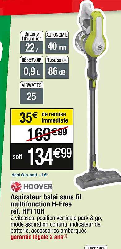 aspirateur balai sans fil multifonction h-free hoover