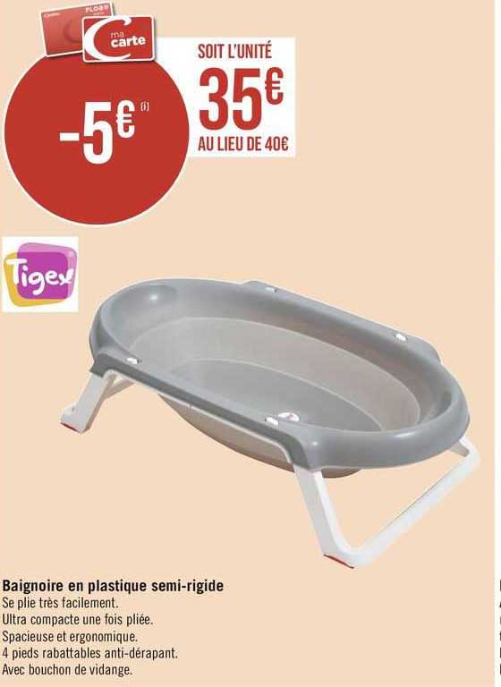 baignoire en plastique semi-rigide tigex