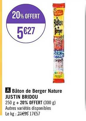bâton de berger nature justin bridou