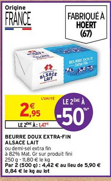 beurre doux extra-fin alsace lait