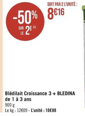 blédilait croissance 3 + bledina de 1 à 3 ans
