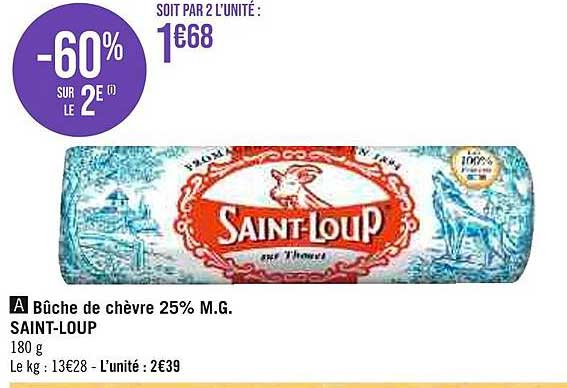 bûche de chèvre 25% m.g. saint-loup