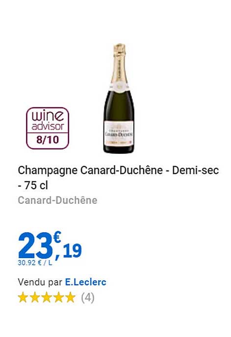 champagne canard-duchêne - demi-sec - 75 cl