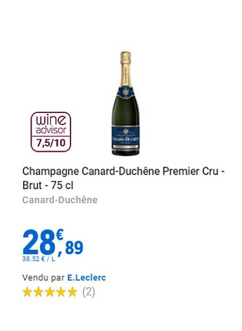 champagne canard-duchêne premier cru - brut - 75 cl