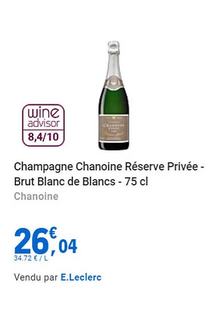champagne chanoine réserve privée - brut blanc de blancs - 75 cl