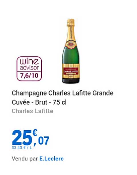 champagne charles lafitte grande cuvée - brut - 75 cl