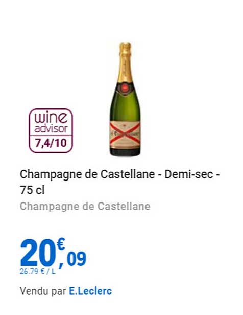 champagne de castellane - demi-sec - 75 cl